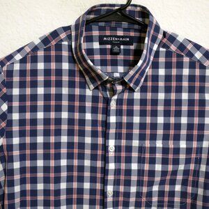 Mizzen Main Shirt Mens Medium Long Sleeve Front Button Blue Red Striped